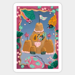 Happy Hermit Crab, Sea Slug and friends at the Sand Castle Sticker